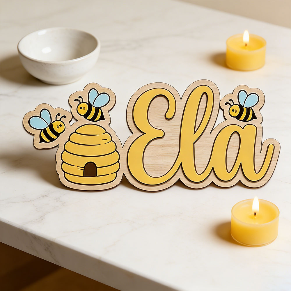 Baby Nursery Decor Girl - Spersonalizowany, uroczy drewniany znaczek z nazwą