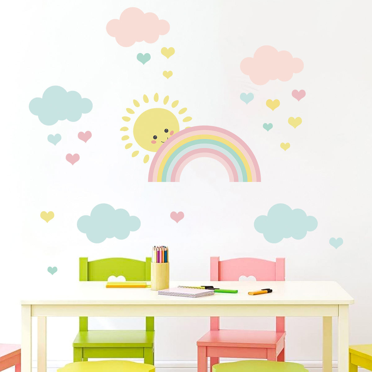 Baby Nursery Decor Girl - Naklejki ścienne z motywem kreskówkowego słońca,